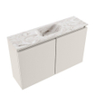 MONDIAZ TURE-DLUX Meuble toilette - 80cm - Linen - EDEN - vasque Glace - position centrale - sans trou de robinet SW1103356