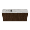 Mondiaz JOYA-DLUX 90cm meuble de salle de bains - couleur Walnut - Vasque FAYE position Gauche 1 trou de robinet couleur Glace. SW1422384