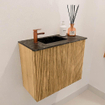 Mondiaz JOYA-DLUX 50cm toiletmeubel - kleur Oak - Wastafel FAYE positie Links 1 kraangat kleur Lava. SW1422028