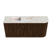 Mondiaz JOYA-DLUX Meuble de salle de bains 91,6cm - arrondi droit couleur Noyer - Vasque FAYE position Gauche 1 trou de robinet couleur Frappe SW1422306