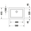 Duravit 2nd floor Lavabo à poser 58x41.5cm sans trou pour robinetterie sans trop plein avec Wondergliss Blanc 0290364