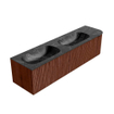 Mondiaz KURVE-DLUX Ensemble de meuble de salle de bains - 175x46x40cm - 2 tiroirs - 1 porte - lavabo solid surface - double / gauche - 2 trous de robinet - Ruby SW1416082