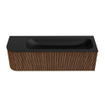 MONDIAZ KURVE 145cm Meuble salle de bain avec module 25 G - couleur Walnut - 1 tiroir - 1 porte - vasque BIG LARGE droite - 2 trous de robinet - Urban SW1138503