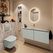 MONDIAZ TURE-DLUX Meuble toilette - 120cm - Greey - EDEN - vasque Glace - position centrale - sans trou de robinet SW1103315