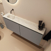MONDIAZ TURE-DLUX Meuble toilette - 120cm - Smoke - EDEN - vasque Ostra - position gauche - sans trou de robinet SW1105107