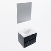 Mondiaz VICA ensemble de meuble de salle de bain - 60cm - meuble sous-vasque marquina - 2 tiroirs - lavabo denia milieu - 1 trou de robinet - couleur Blanc Brillant - miroir LED - version XL 60cm de haut SW1091888