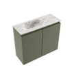 MONDIAZ TURE-DLUX Meuble toilette - 60cm - Army - EDEN - vasque Glace - position gauche - sans trou de robinet SW1103232