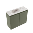 MONDIAZ TURE-DLUX meuble WC 60 cm Army. Lavabo EDEN Glace position gauche. Sans trou de robinet. SW1103232