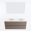 Mondiaz VICA ensemble de meuble de salle de bain - 120cm - meuble sous-vasque smoke - 2 tiroirs - lavabo denia double - 2 trous de robinet - couleur Blanc Brillant - miroir LED - version XL 60cm de haut SW1091974