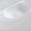 QeramiQ Fuente Fonteinset - 40x21.5x12cm - links - geribbeld - halfrond - 1 kraangat - keramiek - fonteinkraan wit mat - afvoerplug - verlaagd sifon - wit glans SW1233006