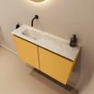 MONDIAZ TURE-DLUX Meuble toilette - 80cm - Ocher - EDEN - vasque Ostra - position gauche - sans trou de robinet SW1104936