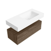 MONDIAZ ALAN Ensemble meuble de salle de bains - 100cm - meuble bas Mocha - 1 tiroir - Vasque suspendue CLOUD - droite - sans trou de robinet - Talc SW1194605