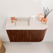 Mondiaz JOYA-DLUX Meuble de toilette 61,6cm - arrondi droit couleur Ruby - Lavabo FAYE position Gauche 1 trou de robinet couleur Meli. SW1425369