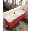 Mondiaz VICA ensemble de meuble de salle de bain - 150cm - meuble sous-vasque fire - 4 tiroirs - lavabo moon double - 2 trous de robinet - version XL 60cm haut SW1090868