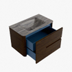 Mondiaz CIRO-DLUX Ensemble de meubles de salle de bains - 80x45x50cm - lavabo solid surface Sombra - 1 vasque au milieu - sans trous de robinet - 2 tiroirs - Noyer SW1530718