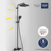 Grohe Vitalio Comfort Système de douche - mitigeur baignoire thermostatique - aquadimmer - tête de douche 25 cm - douchette de 11 cm - noir mat. SW1126847