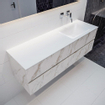 Mondiaz VICA ensemble de meuble de salle de bain - 150cm - meuble sous-vasque carrara - 4 tiroirs - lavabo cloud droite - sans trous de robinet - miroir LED - version XL 60cm de haut SW1097645