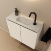 MONDIAZ TURE-DLUX Meuble toilette - 60cm - Talc - EDEN - vasque Opalo - position centrale - 1 trou de robinet SW1104119