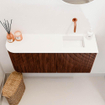 Mondiaz JOYA 91.6cm toiletmeubel - ronding links kleur Ruby - Wastafel FAYE positie Rechts Zonder kraangat kleur Talc. SW1421764