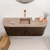 Mondiaz JOYA-DLUX 93.2cm toiletmeubel - ronding links en rechts kleur Walnut - Wastafel FAYE positie Midden Zonder kraangat kleur Arena. SW1424375