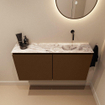 MONDIAZ TURE-DLUX Meuble toilette - 100cm - Rust - EDEN - vasque Glace - position droite - sans trou de robinet SW1103511