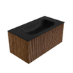 MONDIAZ KURVE 90cm Meuble salle de bain - couleur Walnut - 1 tiroir - vasque BIG SMALL centre - sans trous de robinet - Urban SW1138444