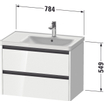 Duravit Ketho 2 meuble sous-vasque avec 2 tiroirs pour vasque à droite 78,4x45,5x54,9 cm avec poignées anthracite Linnen mat SW773073