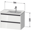 Duravit ketho meuble avec 2 tiroirs pour lavabo à droite 78.4x45.5x54.9cm avec poignées anthracite basalte mate SW772213