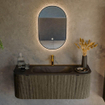 Mondiaz KURVE Ensemble de meuble de salle de bains - 120x46x40cm - 1 tiroir - 2 portes - vasque solid surface - centre - 1 trou de robinet - Shadow SW1414194