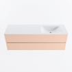 Mondiaz VICA ensemble de meuble de salle de bain - 150cm - meuble sous-vasque rosee - 2 tiroirs - lavabo cloud droite - sans trous de robinet - version haute de 60cm - talc SW1083402