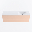 MONDIAZ VICA Ensemble meuble de salle de bains - 150cm - sous-meuble rosee - 2 tiroirs - lavabo cloud à droite - sans trous de robinet - version haute 60cm - talc SW1083402