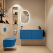 MONDIAZ TURE-DLUX Meuble toilette - 120cm - Jeans - EDEN - vasque Frappe - position gauche - 1 trou de robinet SW1102815