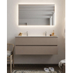 Mondiaz VICA ensemble de meuble de salle de bain - 120cm - meuble sous-vasque fumée - 2 tiroirs - lavabo denia double - 2 trous de robinet XL version 60cm de haut SW1089771