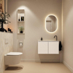 MONDIAZ TURE-DLUX Meuble toilette - 80cm - Talc - EDEN - vasque Ostra - position droite - 1 trou de robinet SW1104674