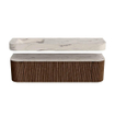 MONDIAZ THOR-DLUX 170cm badmeubel ronding links + rechts kleur Walnut met 1 lade en 2 deuren. Vrijhangende wastafel CLOUD Links 1 kraangat kleur Nata. SW1465779