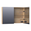 BRAUER Plain Spiegelkast - 100x70x15cm - 2 links/rechtsdraaiende spiegeldeuren - hout - grey oak SW392979