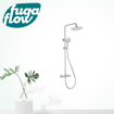 FugaFlow Eccelente Sobrado Ensemble de douche pluie - thermostatique - pommeau 25cm - douchette ronde - Inox brossé PVD SW1124332