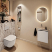 MONDIAZ TURE-DLUX Meuble toilette - 40cm - Linen - EDEN - vasque Glace - position centrale - sans trou de robinet SW1103317