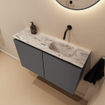 MONDIAZ TURE-DLUX Meuble toilette - 80cm - Dark Grey - EDEN - vasque Glace - position droite - sans trou de robinet SW1103248