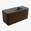 Mondiaz CIRO-DLUX Badkamermeubelset - 110x45x50cm - Solid surface wastafel Lava - 1 wasbak Midden - zonder kraangaten - 2 lades - Walnut SW1530195