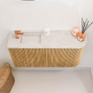 Mondiaz JOYA-DLUX 81.6cm toiletmeubel - ronding rechts kleur Oak - Wastafel FAYE positie Links 1 kraangat kleur Ostra. SW1422222