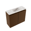 MONDIAZ TURE-DLUX Meuble toilette - 60cm - Rust - EDEN - vasque Glace - position centrale - sans trou de robinet SW1103470