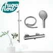 FugaFlow Eccelente Sobrado Mitigeur de douche - avec barre de curseur - douchette ronde - flexible lisse - Inox brossé PVD SW1124026