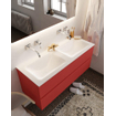 Mondiaz VICA ensemble de meuble de salle de bain - 120cm - meuble sous-vasque fire - 2 tiroirs - lavabo cloud double - sans trou de robinet - miroir LED - version XL 60cm de haut SW1098024