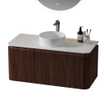 Saniclass Terra Edge Wastafelonderkast- 100cm - ribbel - 2 lades - afgeronde hoeken - kastanje (walnoot) SW1449113