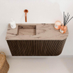 Mondiaz JOYA-DLUX Meuble de toilette 71,6cm - arrondi droit couleur Noyer - Vasque FAYE position Gauche Sans trou de robinet couleur Arena SW1424356