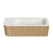 MONDIAZ KURVE-DLUX 135cm Meuble salle de bain avec module 25 G - couleur Oak - 1 tiroir - 1 porte - vasque BIG MEDIUM droite - 1 trou de robinet - couleur Ostra SW1137759