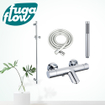 FugaFlow Eccelente Sobrado Mitigeur baignoire - avec barre curseur - douchette stick - flexible lisse - chrome SW1124003