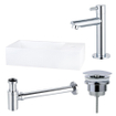 Fortifura Fuente Pack Lave-mains - 36x18.5x9cm - 1 trou de robinet - solid surface - robinet Chrome - Blanc mat SW1111563