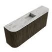Mondiaz JOYA-DLUX Meuble de salle de bains 103.2cm - arrondis gauche et droite couleur Shadow - Vasque FAYE position Milieu Sans trou de robinet couleur Glace SW1422810